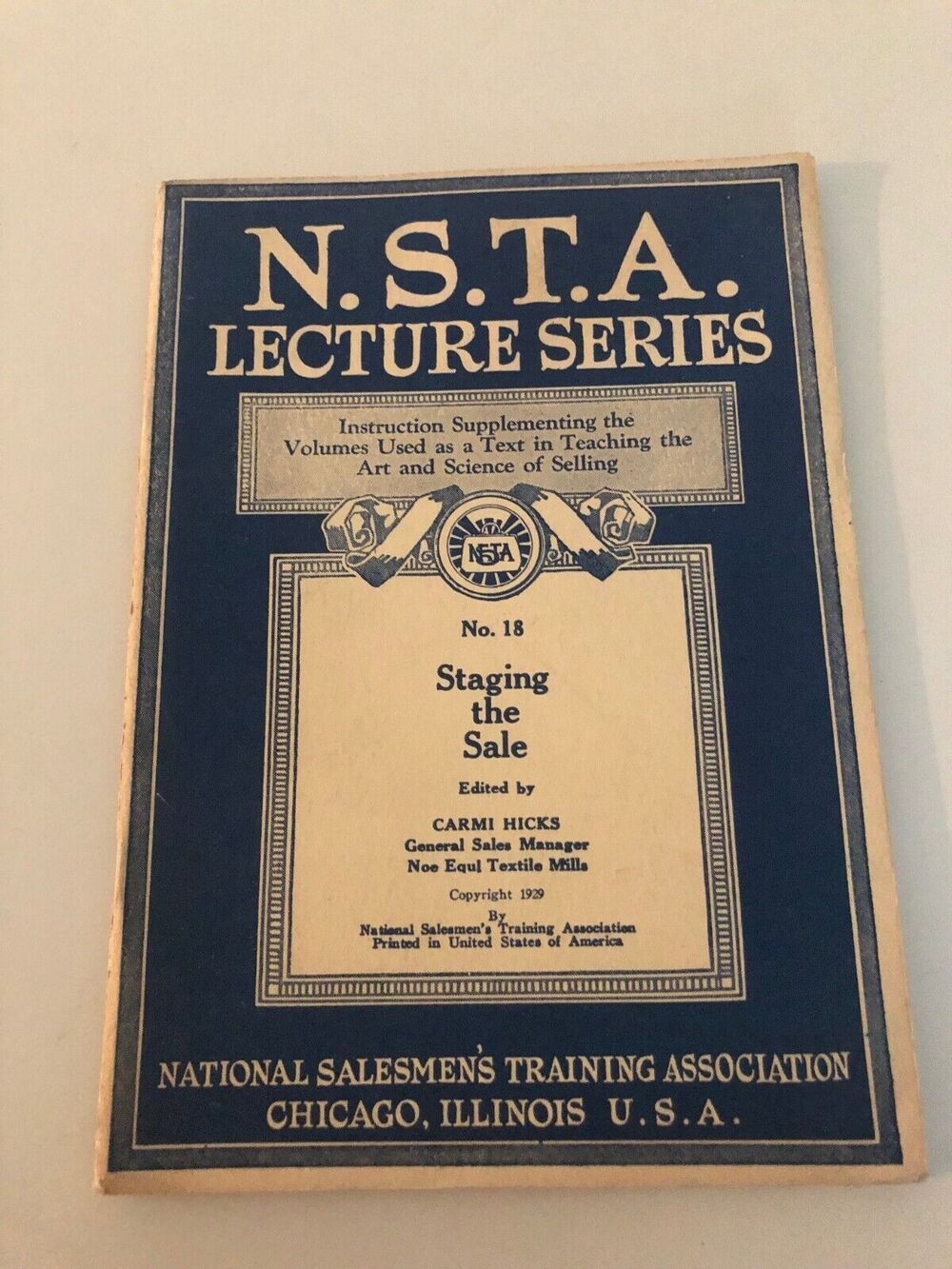 National Salesman's Training Association No. 18 Staging‎ the sale 1929 Vintage